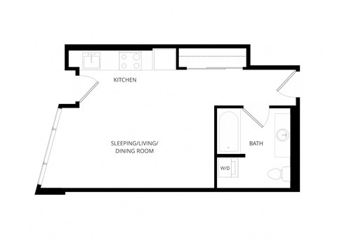 Floor plan for studio, 1 bath, 462 sqft