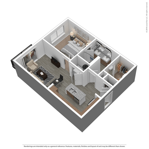 Floor plan for 1 bed, 1 bath, 825 sqft