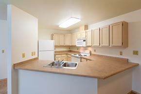 Anchorage apartment for rent - A kitchen with a white counter and a sink.