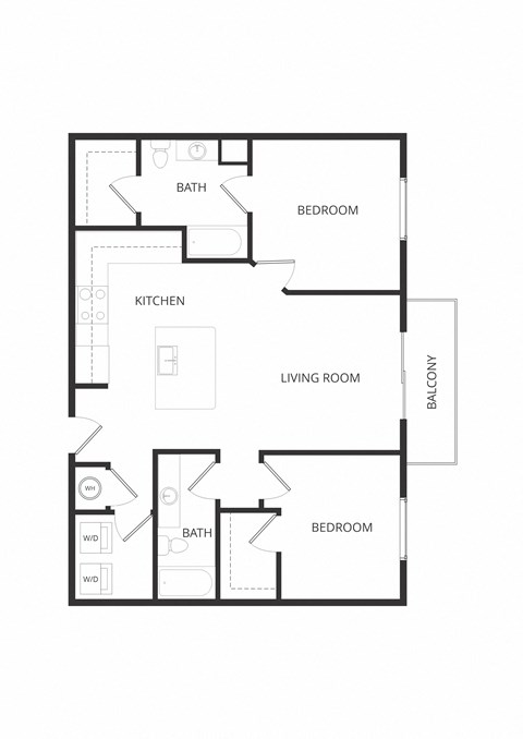 Floor plan for 2 beds, 2 baths, 1501 sqft