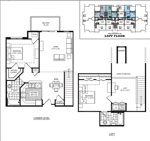 Floor plan for 2 beds, 2 baths, 1335 sqft