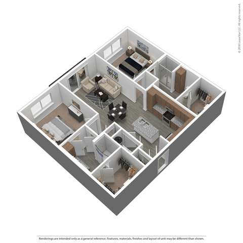 Floor plan for 2 beds, 2 baths, 1116 sqft