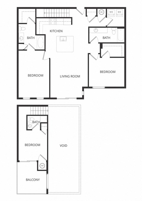 Floor plan for 3 beds, 2.5 baths, 1505 sqft