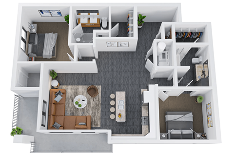 Floor plan for 2 beds, 2 baths, 1312 sqft