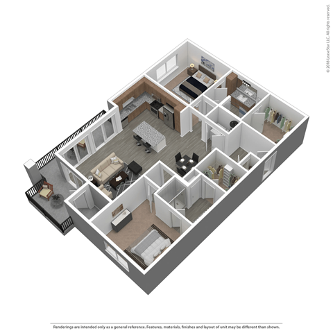 Floor plan for 2 beds, 2 baths, 1348 sqft