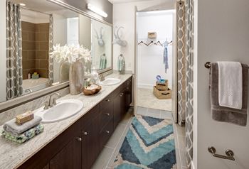 Oversized mirrors and double vanities