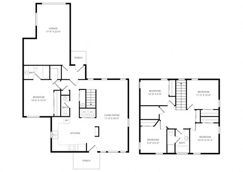 Floor plan for 5 beds, 2.5 baths, 2185 sqft
