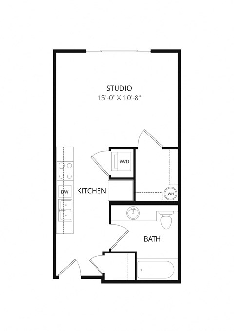 Floor plan for studio, 1 bath, 461 sqft