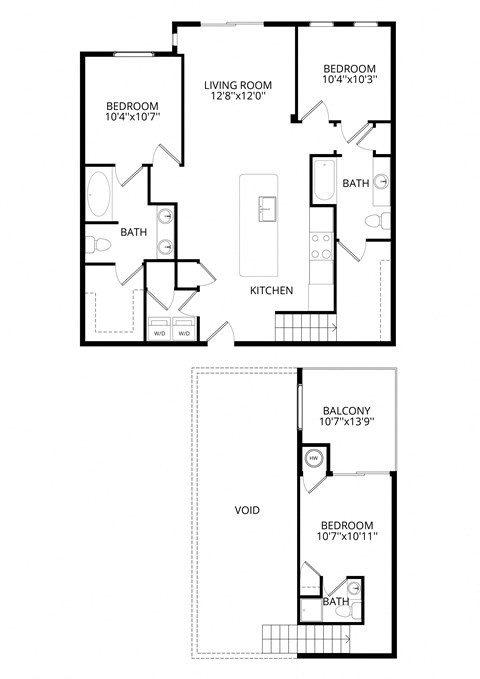 Floor plan for 3 beds, 3 baths, 1501 sqft