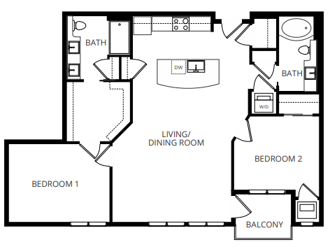 Floor plan for studio, 1192 sqft