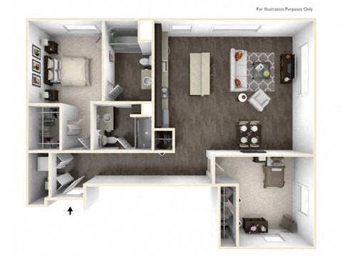 Floor plan for 2 beds, 2 baths, 1252 sqft