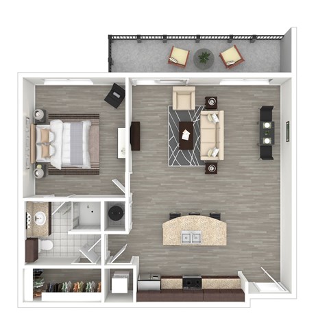 Floor plan for 1 bed, 1 bath, 817 sqft