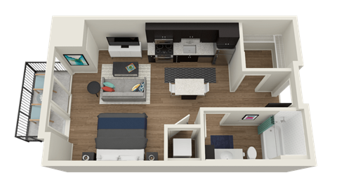 Floor plan for studio, 1 bath, 528 sqft