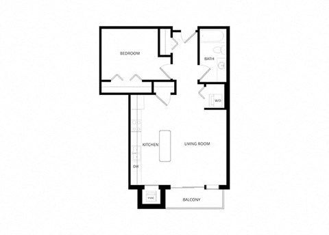Floor plan for 1 bed, 1 bath, 702 sqft