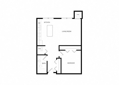 Floor plan for 1 bed, 1 bath, 794 sqft