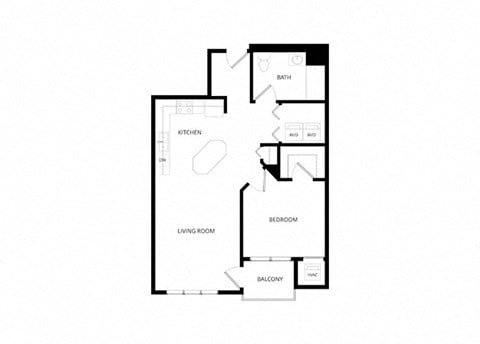 Floor plan for 1 bed, 1 bath, 816 sqft