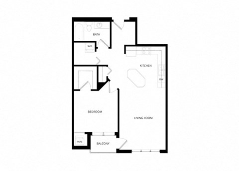 Floor plan for 1 bed, 1 bath, 816 sqft