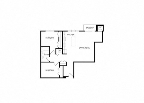 Floor plan for 2 beds, 1 bath, 1098 sqft