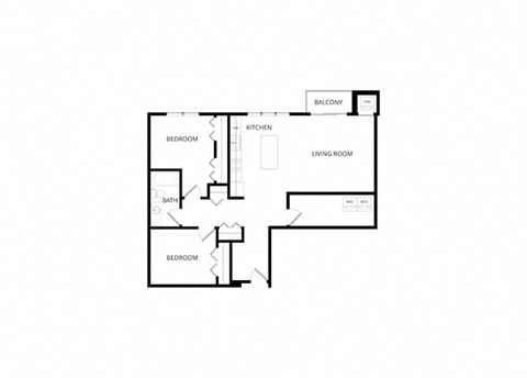 Floor plan for 2 beds, 1 bath, 1098 sqft