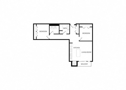 Floor plan for 2 beds, 1 bath, 1014 sqft