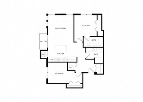 Floor plan for 2 beds, 2 baths, 1034 sqft