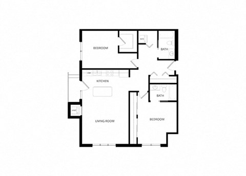 Floor plan for 2 beds, 2 baths, 1164 sqft