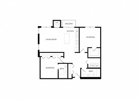 Floor plan for 2 beds, 2 baths, 1164 sqft