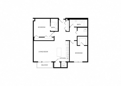 Floor plan for 2 beds, 2 baths, 1288 sqft
