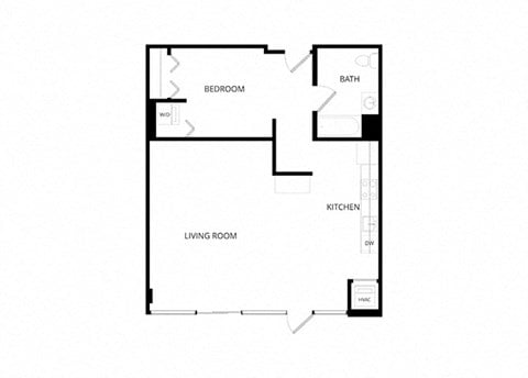 Floor plan for 1 bed, 1 bath, 836 sqft