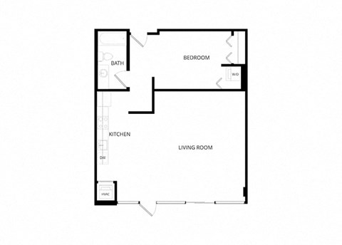 Floor plan for 1 bed, 1 bath, 836 sqft