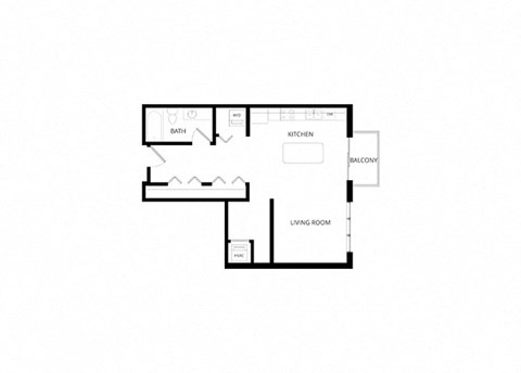 Floor plan for studio, 1 bath, 638 sqft