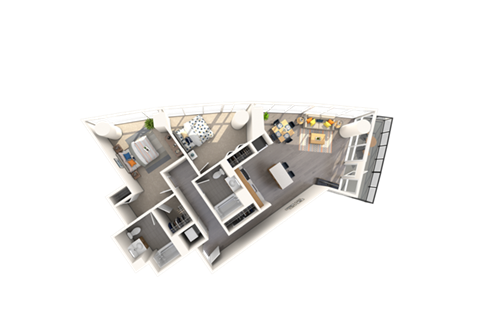 Floor plan for 2 beds, 2 baths, 1221 sqft