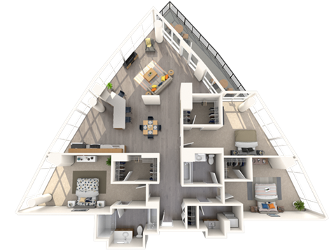 Floor plan for 3 beds, 2.5 baths, 2056 sqft