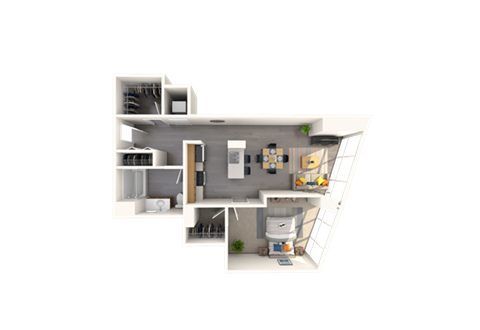 Floor plan for 1 bed, 1 bath, 815 sqft
