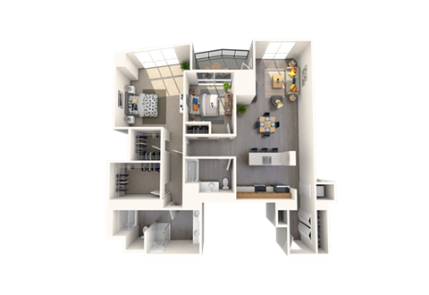 Floor plan for 2 beds, 2 baths, 1556 sqft