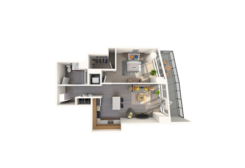 Floor plan for 1 bed, 1 bath, 782 sqft