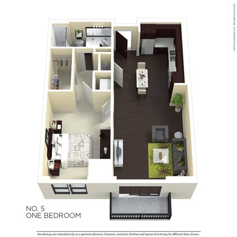 Floor plan for 1 bed, 1 bath, 793 sqft