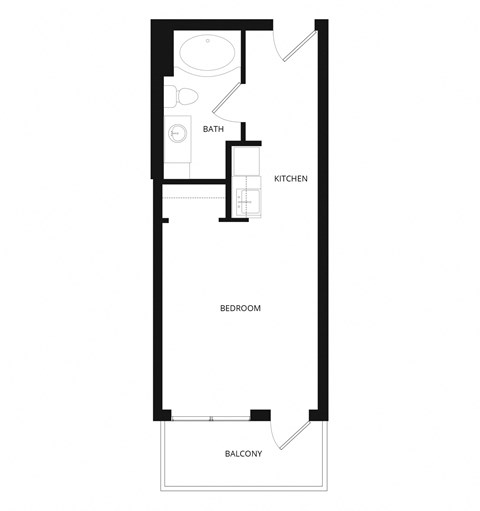 Floor plan for studio, 1 bath, 384 sqft