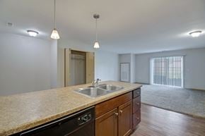 Watford City apartment for rent - A kitchen with a sink and a dishwasher.