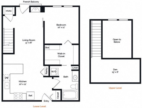 Floor plan for 1 bed, 1 bath, 819 sqft
