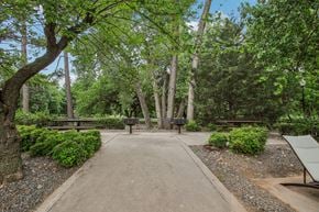 Oklahoma City apartment for rent - A park with a bench and a tree.
