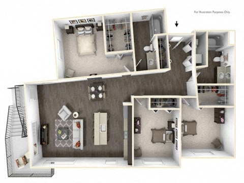 Floor plan for 3 beds, 2 baths, 1547 sqft