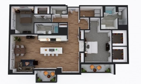 Floor plan for 2 beds, 2.5 baths, 1815 sqft