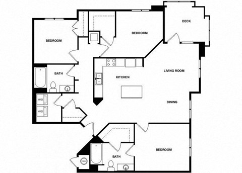 Floor plan for 3 beds, 2 baths, 1472 sqft