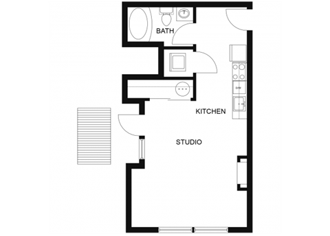 Floor plan for studio, 1 bath, 531 sqft