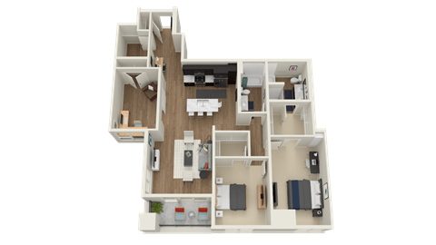 Floor plan for 3 beds, 2 baths, 1552 sqft