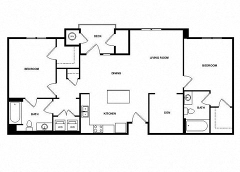 Floor plan for 2 beds, 2 baths, 1202 sqft