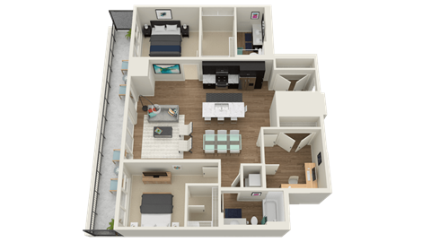 Floor plan for 2 beds, 2 baths, 1325 sqft