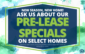 Colorado Springs apartment for rent - A promotional image for pre-lease specials on select homes.