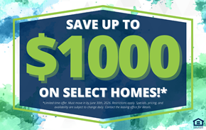 Williston apartment for rent - A promotional image advertising a savings opportunity on select homes.